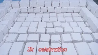 3K Subscriber Thanks❤️....130 white soft gym chalk full blocks crushing | Crunchy | ASMR