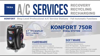 TEXA Konfort 750R AC Service - Commercial Vehicle Use 9ft Hoses / 50lb Tank AC Maintenance