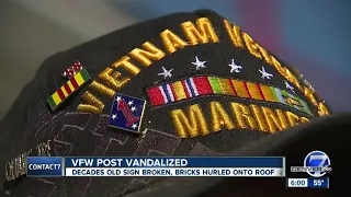 Vandals destroy decades old sign at VFW Post in Bennett