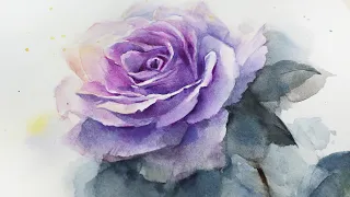 How to Paint Purple Rose in Watercolor/ Painting tutorial