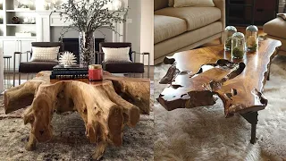 Wood Stump Coffee Table. Stump Side Table Models. Tree Root Table Design Ideas.