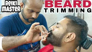 ASMR scissor beard trimming by Reiki master | relaxing scissor asmr