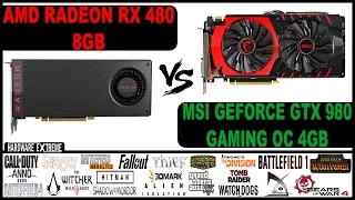 AMD Radeon RX 480 VS NVIDIA GeForce GTX 980 - Full HD e 4K (Desempenho em Jogos)