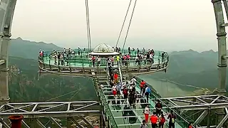 Pedestrian bridges made of glass.