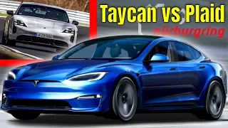 Tesla Model S Plaid Track Pack vs Porsche Taycan Turbo S Nürburgring Lap