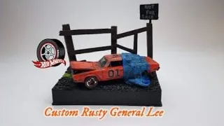Custom Diorama. Hotwheels Rusty General Lee & diorama. 69 Dodge Charger
