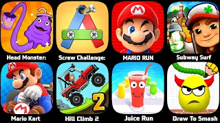 Super Mario Bros,Screw Challenge,Subway Surf,Juice Run,Daw To Smash,Hcr 2,Mario Kart