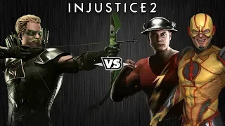 Injustice 2 - Зелёная Стрела против Джея Гаррика и Обратного Флэша - Intros & Clashes (rus)