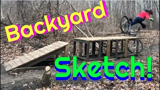 SKETCHY NEW BACKYARD MTB FEATURE! | Backyard MTB Jump to Drop Build + Ride