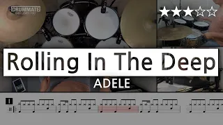 034 | Rolling In The Deep  - Adele  (★★★☆☆) Pop Drum Cover (Score, Lessons)