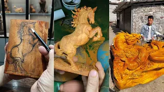 Amazing Wood Carving Wooden Horse | Woodworking Tea Table Water Table