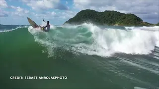 Surfer is crushed against the rocks in Brazil...