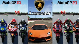 Lamborghini Aventador VS MotoGP 21 GP Bikes || Drag Race || Aventador Vs Desmosedici RC 213V GSX RR