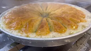 The recipe of the most famous Turkish sweet.Cooking baklava Havuc Dilim with pistachio.Baklava asmr
