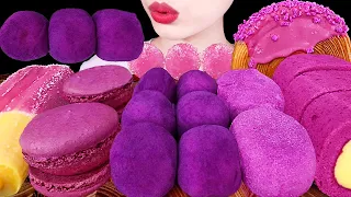 ASMR MUKBANG｜PURPLE DESSERT * ICE CREAM, RICE CAKE, BREAD, MACARON, PURPLE SNACK 보라색 디저트 먹방｜EATING｜