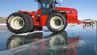 Tractor & Harvester ice skating on Lake Baikal