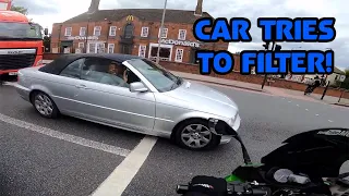 Car Tries To Filter! UK Bikers vs Crazy, Stupid People and Bad Drivers #74