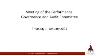 14/01/2021 - Meeting of the Performance, Governance and Audit Committee