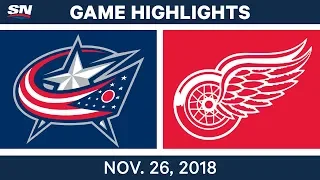 NHL Highlights | Blue Jackets vs. Red Wings - Nov 26, 2018