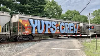 CSX & Norfolk Southern Trains Passing Each Other, Me In The Middle!  Abandoned RR Connector In Ohio!