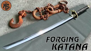 Forging a Beautiful KATANA out of Rusted IRON CHAIN