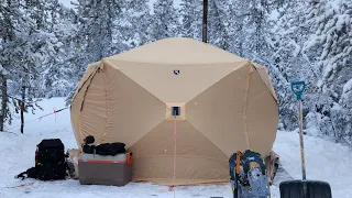 OVERNIGHT ALONE IN FROZEN HOT TENT