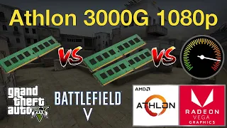 AMD Athlon 3000G (Vega 3) Single Channel vs Dual Channel vs Overclock - 1080p in 5 Games