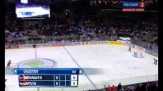 IIHF WC 2011. PR. Group D. Denmark — Latvia 3:2 SO