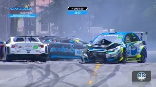 Thailand Super Car GTC/Cayman GT4/TA2 Thailand 2018. Race 2 Bangsaen Grand Prix. Start Pile Up