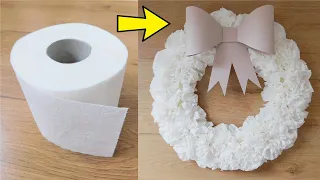 Amazing Wreath with Bow Made of Toilet Paper 🎀 Beautiful and Cheap Home Decor DIY