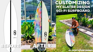 Customized Paint Job On My Slater Design Sci-Fi Surfboard. Surfboard Artwork And My Very 1st Vlog.