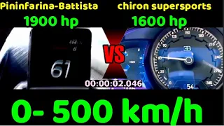 which one you will sped your #money 0-500 km/h Pininfarina Battista 1900 HP VS chiron 1600hp#amazon