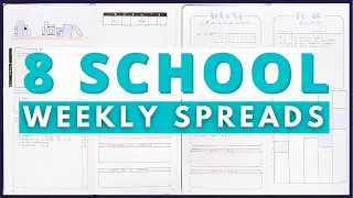 8 TWO-PAGE Bullet Journal Weekly Spread Layouts for SCHOOL - Spread ideas I wish I had