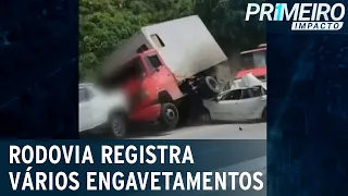 PE: engavetamento com 15 veículos deixa 14 feridos em rodovia | Primeiro Impacto (26/04/23)