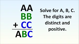 If AA + BB + CC = ABC, What Are A, B and C?