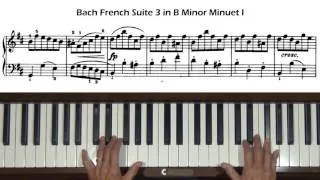 Bach French Suite No. 3 in B minor Minuet 1 BWV814 Piano Tutorial