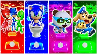 PJ Masks 🆚 Sonic Prime - Skibidi Toilet 🆚 Baby Bus 🆚 Sheriff Labrador | in Tiles Hop EDM Rush🎶