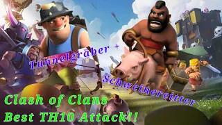 Clash of Clans: Bester Rathaus 10 Angriff! Tunnelgräber + Schweinereitter