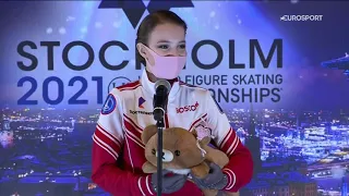 Интервью Анны Щербаковой после победы на ЧМ-2021 по фигурному катанию
