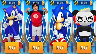 Tag with Ryan vs Sonic Dash - Classic Sonic vs Combo Panda All Vehicles All Characters Unlocked