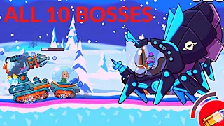 ALL 10 BOSSES : TANK EXPERIMENT TESLA VS ALL BOSSES IN THE GAME Hills of Steel