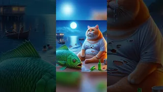 poor fat cried with big fish at the beach midnight😓😢😥😭 #catlover #cute #cutecat #poorcat