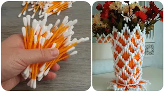 Original DIY vase made from ear sticks