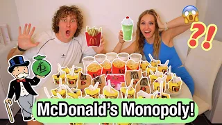 I BOUGHT 100 MCDONALDS MONOPOLY ITEMS TO TRY AND WIN £100K!!😱🍟✨⁉️ (I WON *RARE* PRIZES!!😭🎁)