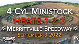 🏁 Merrittville Speedway 9/3/22 4cyl MINISTOCK HEATS RACE - DIRT TRACK RACING - Drone Aerial View