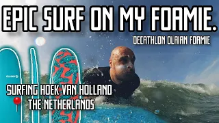 Summer Swells at Hoek van Holland: Epic Surf Session on a Soft-Top Board (July 7th, 2023)