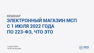 Электронный магазин МСП с 1 июля 2022 года по 223-ФЗ