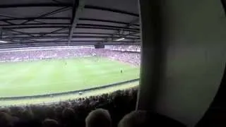 West Ham v Spurs, Aug 16th 2014 - pitch invaders freekick