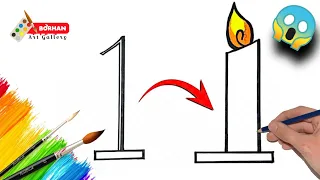 How to draw a candle - Candle drawing for kids