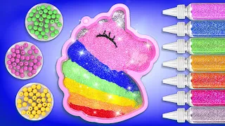 3 HOURS Of The COOLEST CRAFTS 🦄✨Rainbow Unicorn Mix||Glittery Charms with Elsa| Magical Giant Slime